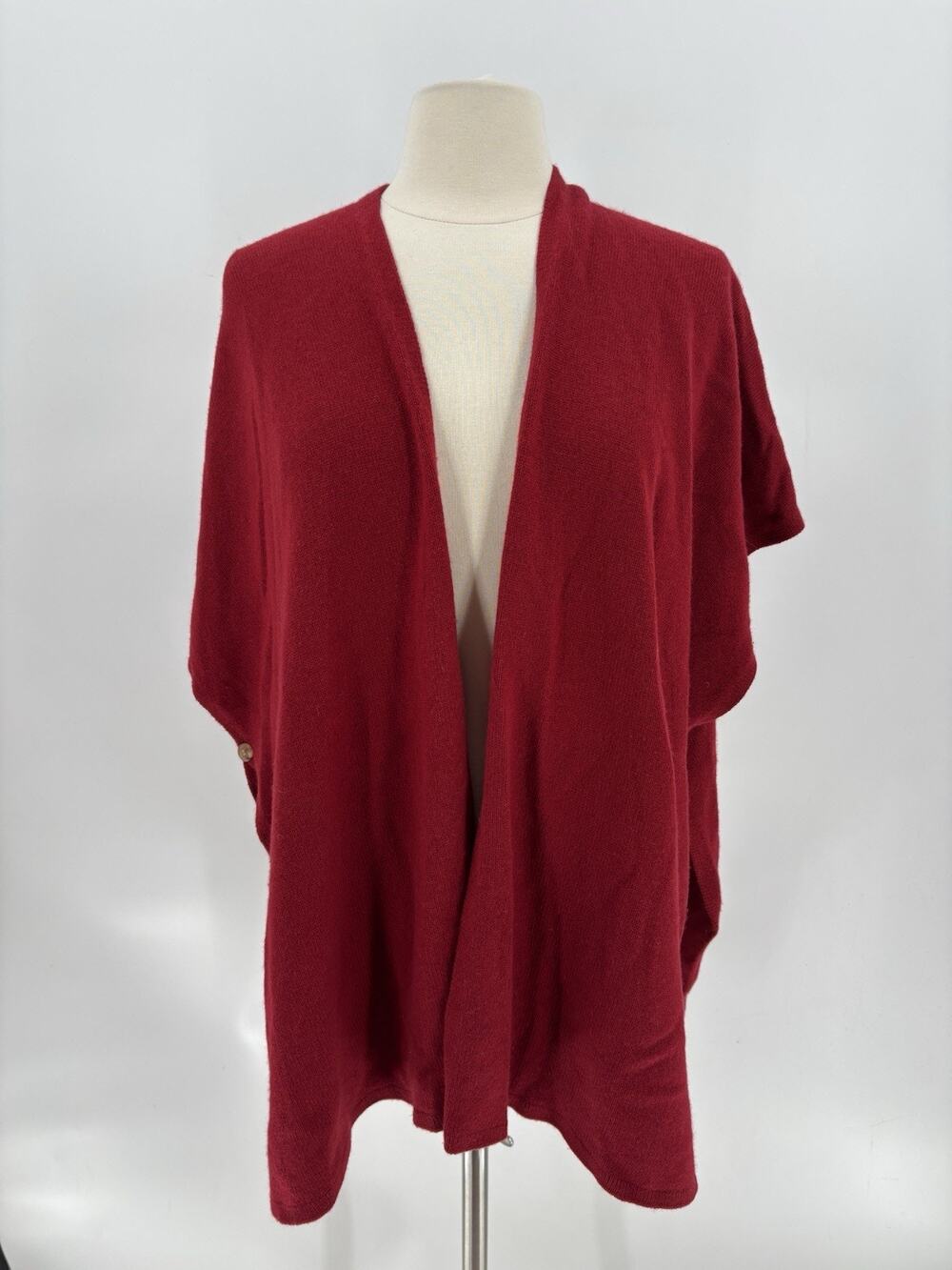 Neiman Marcus Cashmere Cardigan Sweater Womens Large Red Button Sides Open Front